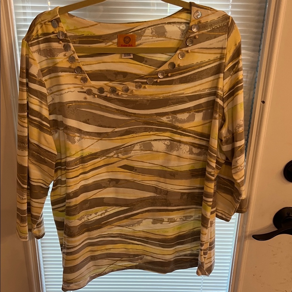 Ruby Rd. Multicolor Striped Blouse With Button De… - image 1